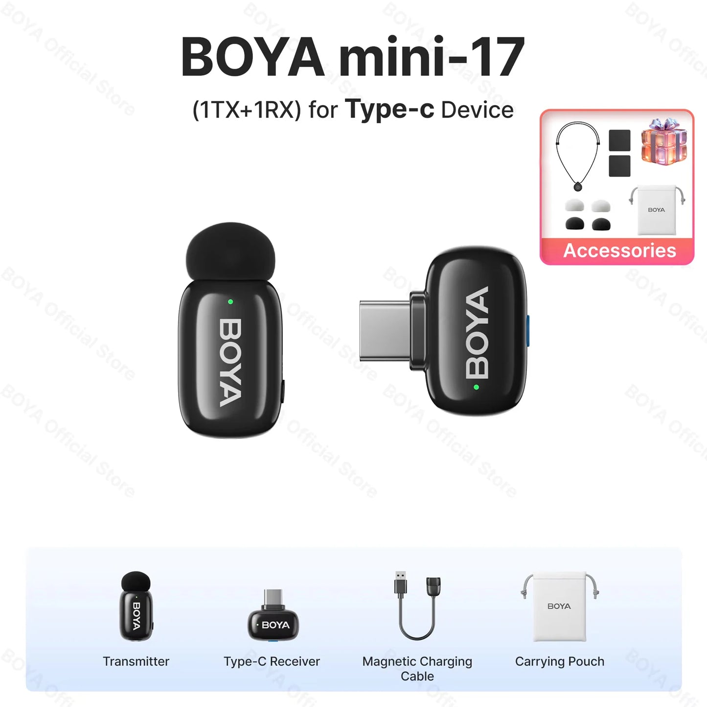 BOYA BOYA Mini Wireless Lavalier Lapel Microphone for iPhone iPad Android Type-C Phone Live Broadcast Audio Video Recording Vlog