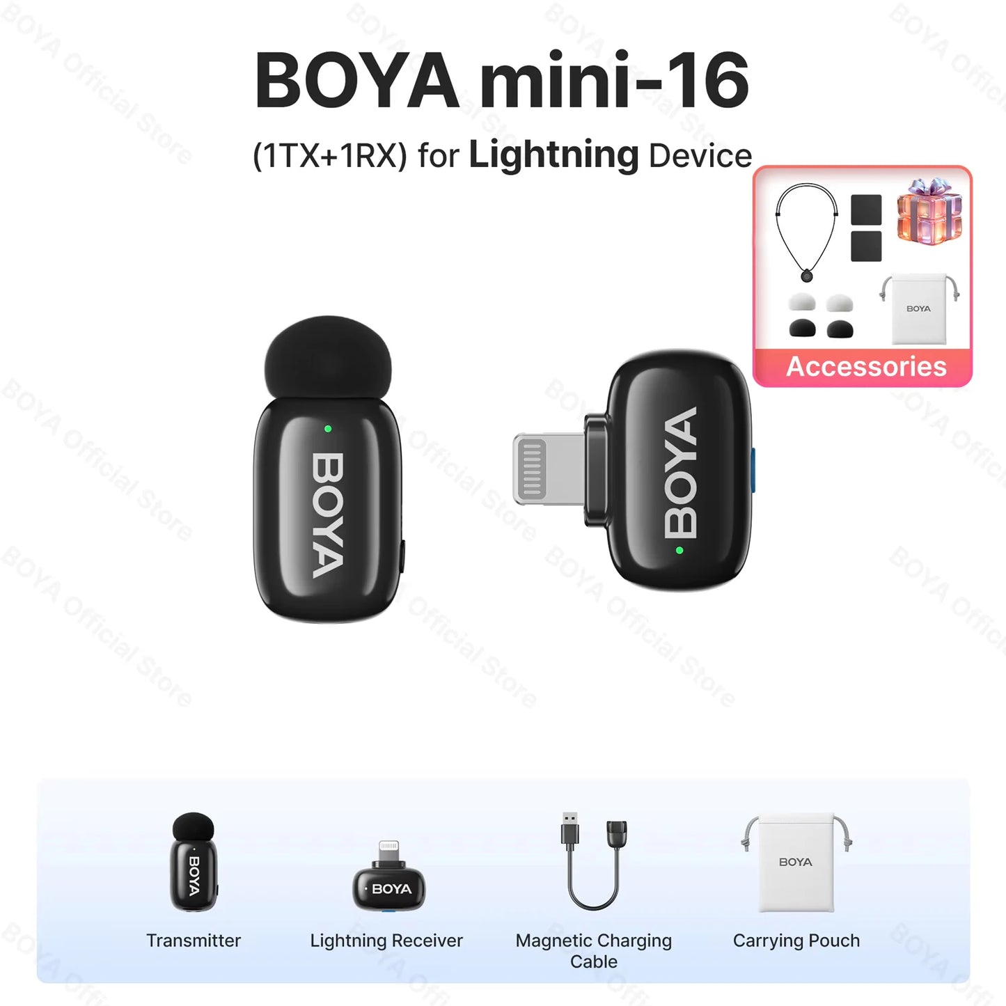 BOYA BOYA Mini Wireless Lavalier Lapel Microphone for iPhone iPad Android Type-C Phone Live Broadcast Audio Video Recording Vlog
