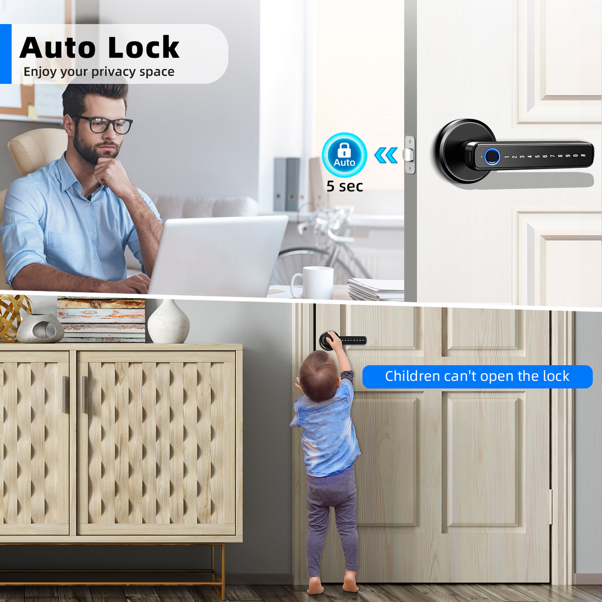 Advanced Fingerprint Smart Lock - Keyless Entry Deadbolt with APP Control and 4 Unlock Options for Home, Office, and More