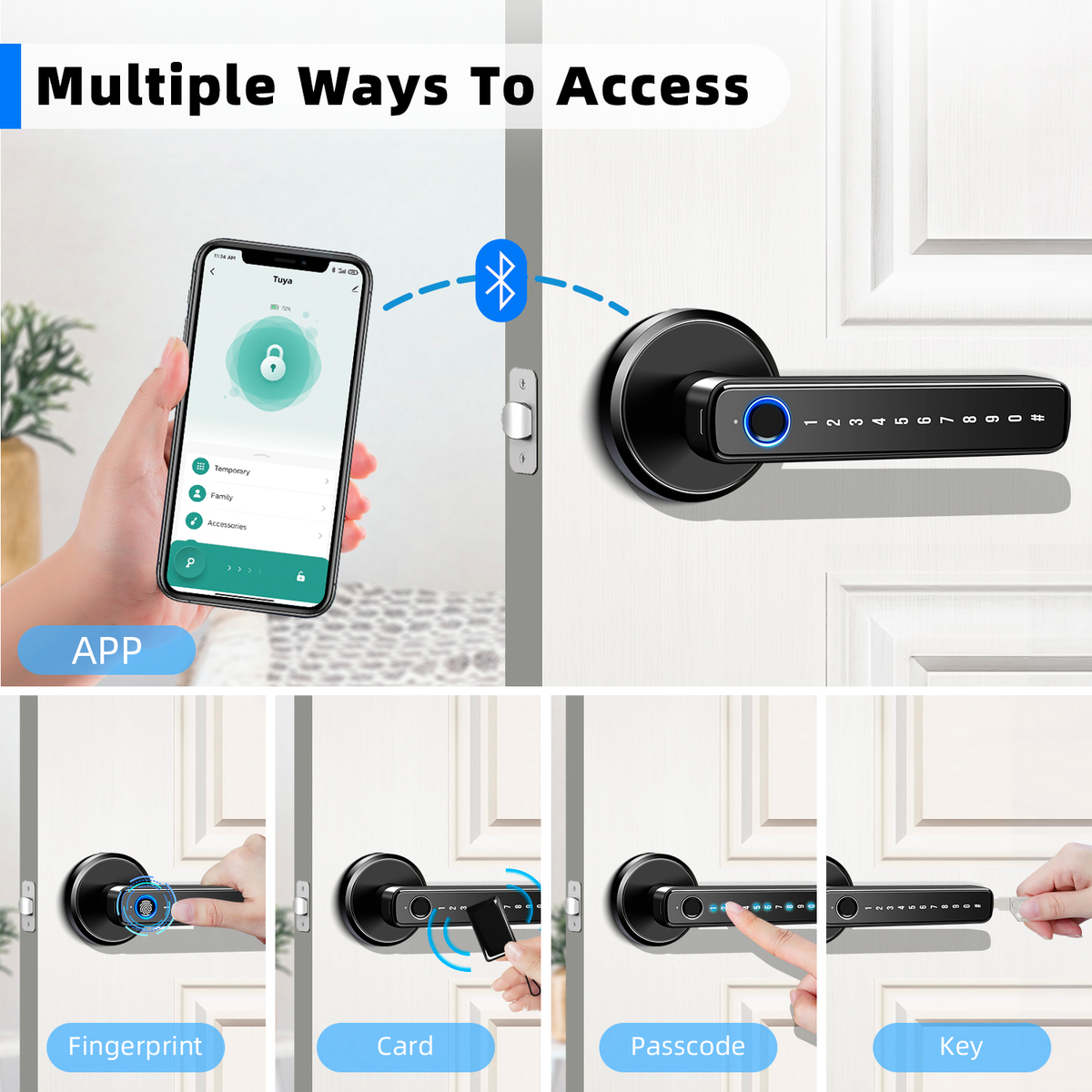Advanced Fingerprint Smart Lock - Keyless Entry Deadbolt with APP Control and 4 Unlock Options for Home, Office, and More