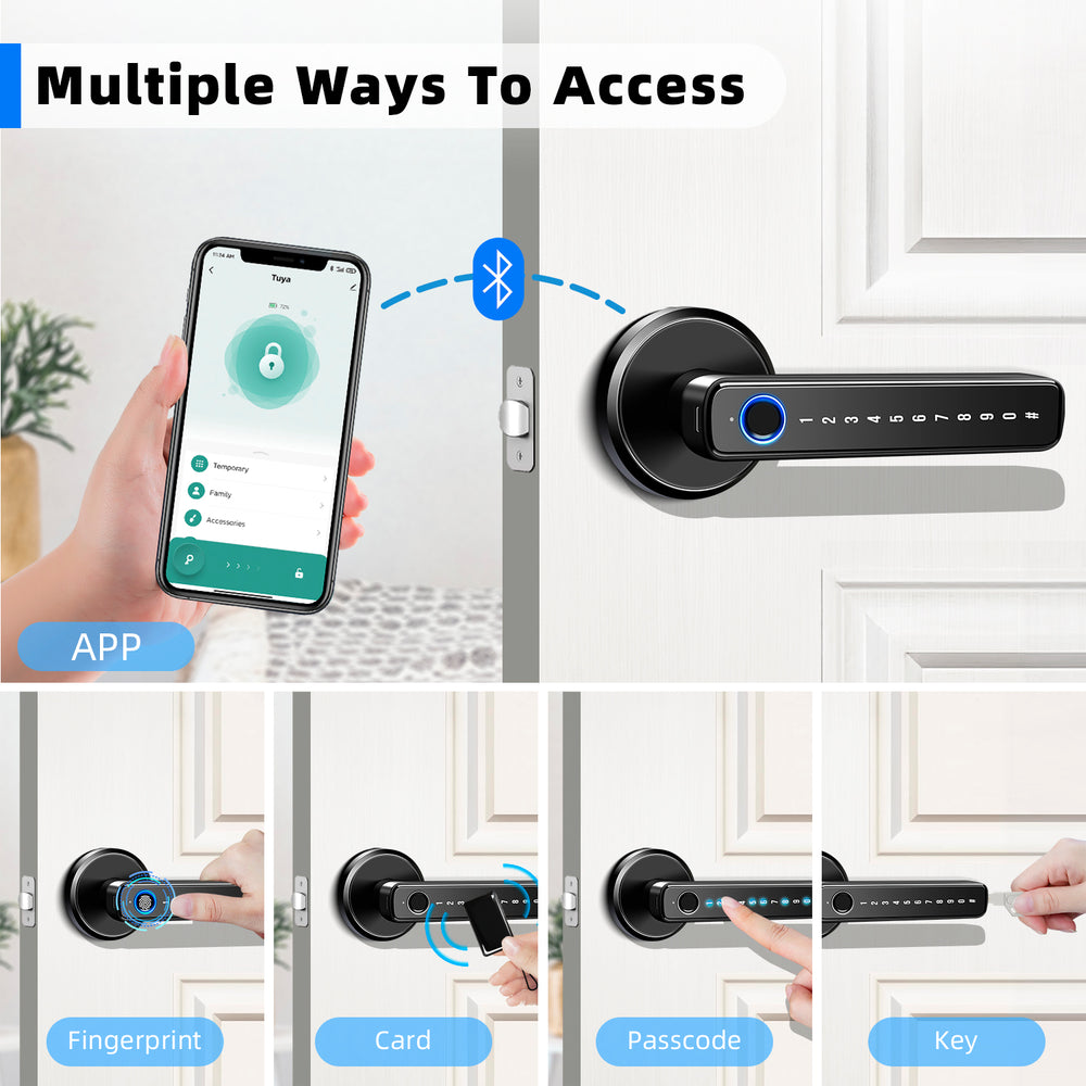 Advanced Fingerprint Smart Lock - Keyless Entry Deadbolt with APP Control and 4 Unlock Options for Home, Office, and More