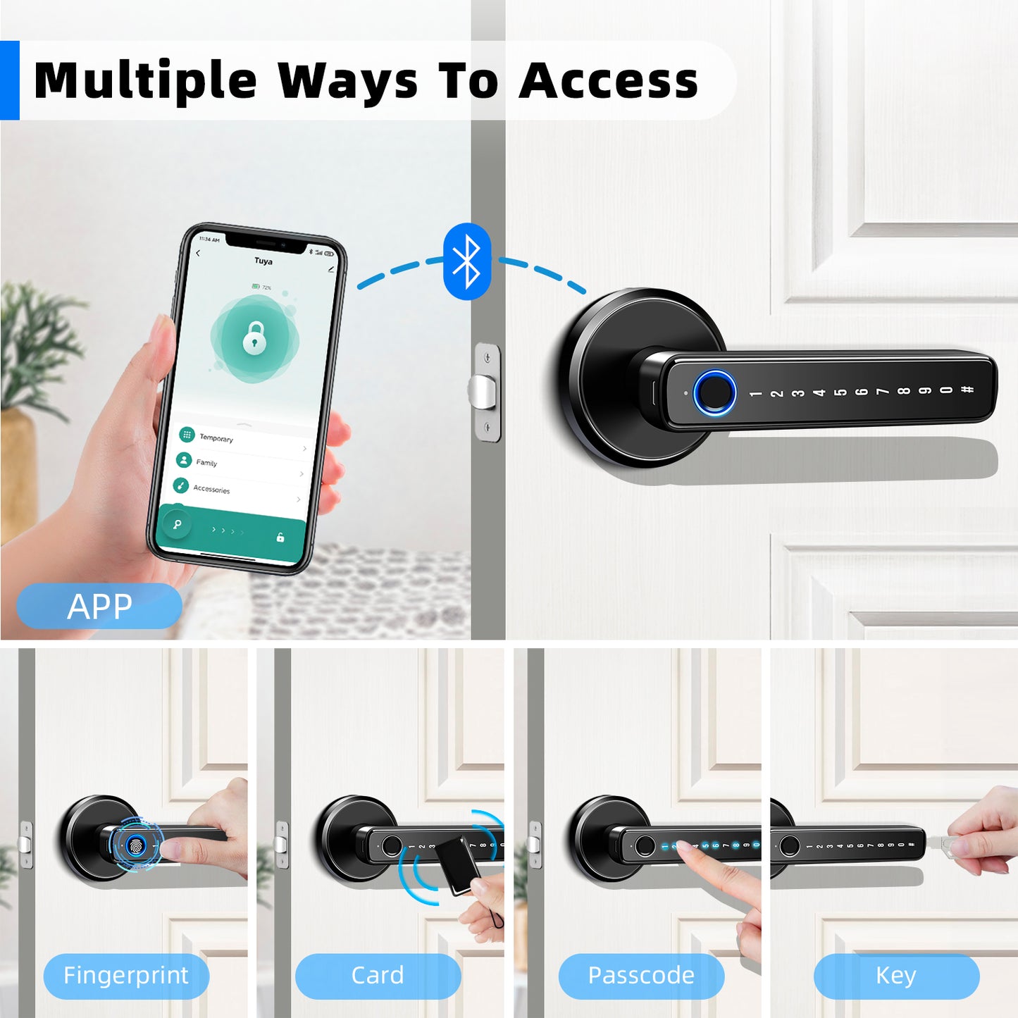 Advanced Fingerprint Smart Lock - Keyless Entry Deadbolt with APP Control and 4 Unlock Options for Home, Office, and More