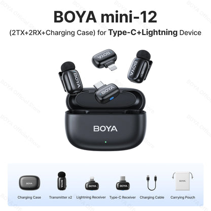 BOYA BOYA Mini Wireless Lavalier Lapel Microphone for iPhone iPad Android Type-C Phone Live Broadcast Audio Video Recording Vlog