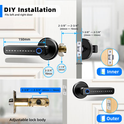 Advanced Fingerprint Smart Lock - Keyless Entry Deadbolt with APP Control and 4 Unlock Options for Home, Office, and More